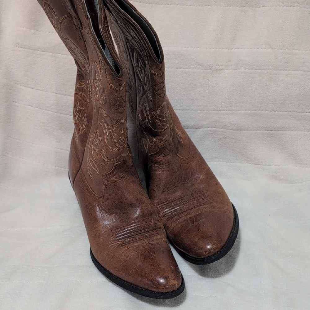 Ariat Brown Leather Cowboy Boots Size 8 - Picture 4 of 4
